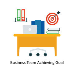 Business Team Achieving Goal Vector Flat Icons. Simple stock illustration stock 