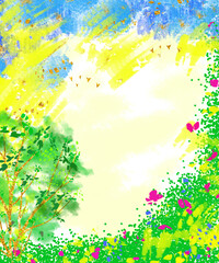 Obraz na płótnie Canvas background summer frame abstraction sky grass