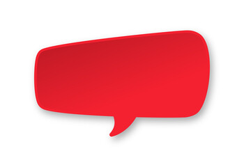 Red 3D paper speech bubble. Simple minimal thought balloon infographic design element