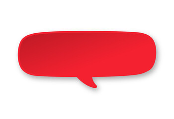 Red 3D paper speech bubble. Simple minimal thought balloon infographic design element