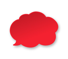 Red 3D paper speech bubble cloud. Simple minimal thought balloon infographic design element