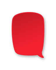 Red 3D paper speech bubble. Simple minimal thought balloon infographic design element