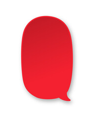 Red 3D paper speech bubble. Simple minimal thought balloon infographic design element