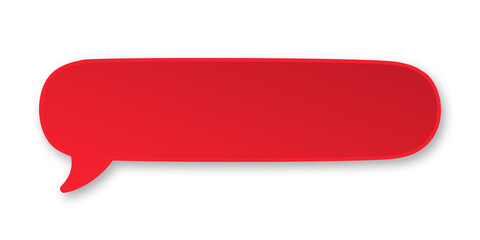Red 3D paper speech bubble. Simple minimal thought balloon infographic design element
