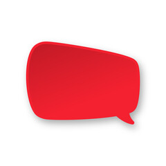 Red 3D paper speech bubble. Simple minimal thought balloon infographic design element