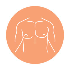 Breast gynecomastia color line icon. Human diseases.