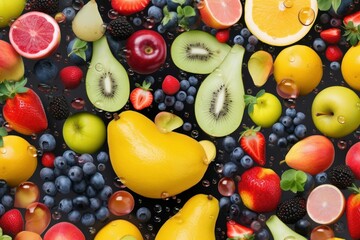 Fruit background topview. Generate Ai