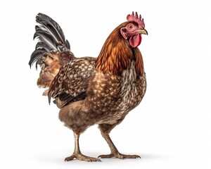 A Symbol of Nature: A Beautiful Faverolles Chicken, Isolated on White Background - Generative AI