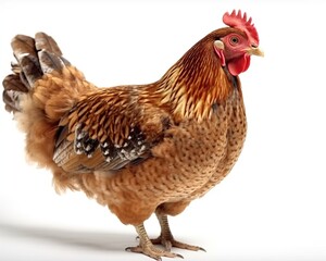 A Picture of Perfection: A Stunning Faverolles Chicken in All Its Glory, Isolated on White Background - Generative AI