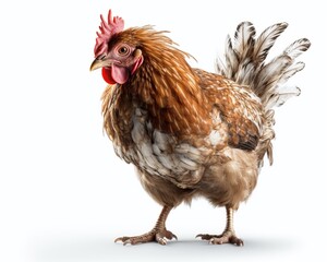 Fototapeta premium Simple and Elegant: A Lovely Frizzle Chicken, Isolated on White Background - Generative AI