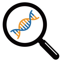 ルーペで拡大するDNAのイラスト © あんころもち(ankomando)