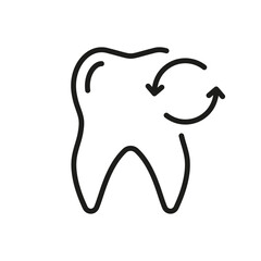 Dental Recovery Line Icon. Lose Temporary Baby Teeth Linear Pictogram. Milk Tooth Extraction Outline Symbol. Dental Treatment Sign. Editable Stroke. Isolated Vector Illustration
