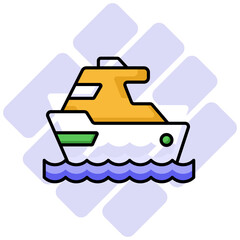 Motor yacht vector design, boat for sea traveling icon, luxury ship for trip or party in the ocean