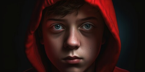 Portrait photo of a child in red