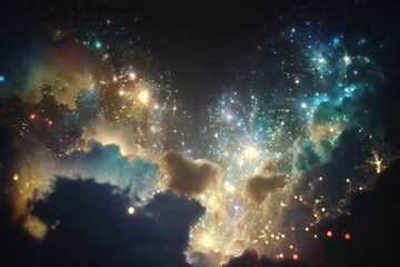 Fototapeta na wymiar Aura Light in the sky. Beautiful sky wallpaper background. Generative AI.