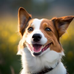 Happy dog. Happy dog portrait. Generative AI.