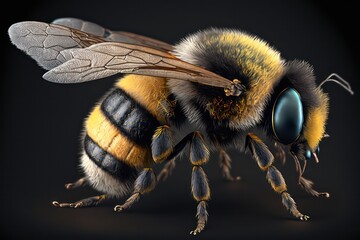 Full body bee macro hyper realistic hyper detailed.  Generative AI.