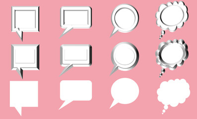 set of white Chat block icon on pink background vector