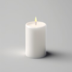 Fototapeta na wymiar Beautiful candle in minimalist 3d art style illustration. White spa candle. White candle isolated on background. Generative AI.