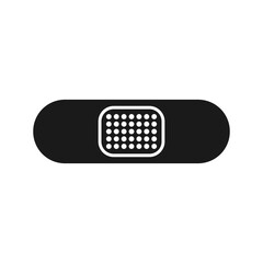 Band medical plaster icon or Bandage plaster sign or Medical wound plaster symbol in black fill mode. Vector illustration in trendy style. Editable graphic resources for many purpose
