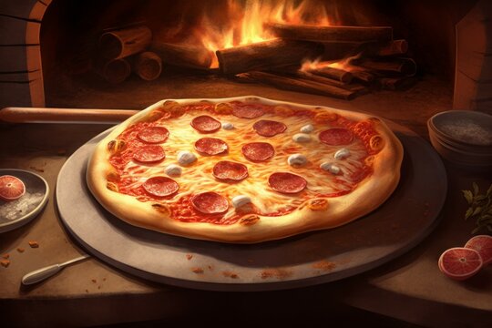Tasty oven pizza. Generate Ai
