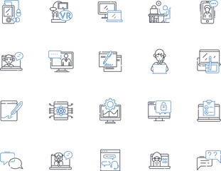 Subscriber line icons collection. Follower, Supporter, Benefactor, Devotee, Admirer, Sponsor, Advocate vector and linear illustration. Believer,Backer,Collaborator outline signs set