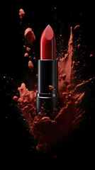 designer lipstick and a powerful explosion of red dust