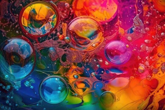 Abstract colorful background with bubbles. Generative ai.