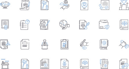 Executive team line icons collection. Leadership, Management, Strategy, Vision, Ambition, Decision-making, Collaboration vector and linear illustration. Innovation,Risk-taking,Accountability outline