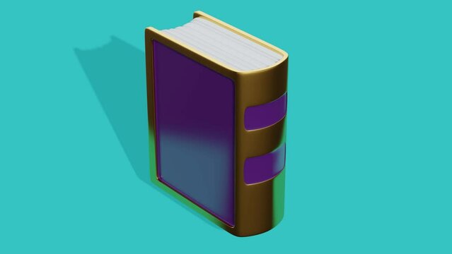 Book in golden cover with gems. Abstract loop animation