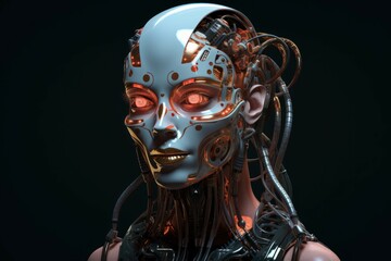 Futuristic robot female. Generate Ai