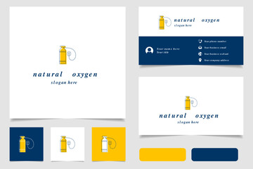 Natural oxygen logo design with editable slogan. Branding book and business card template.