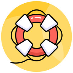 Lifebuoy icon in cute style isolated on white background, beautiful vector of lifeguard