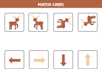 Left, right, up or down. Spatial orientation with cute deer.