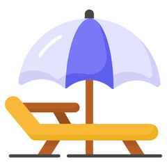 An icon of sunbed represents tanning or relaxation in the sun, premium vector design