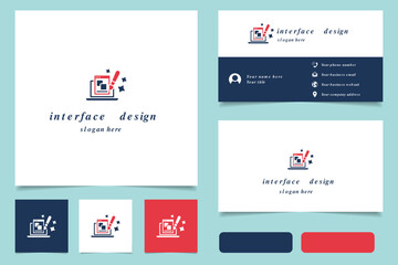 Interface design logo design with editable slogan. Branding book and business card template.