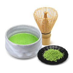 抹茶と茶筅のイラスト リアル