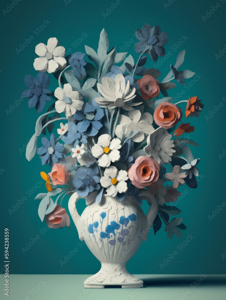 Poster vase with flowers