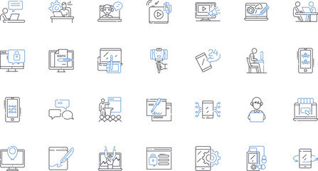 Account owner line icons collection. Identity, Ownership, Authority, Control, Custodian, Holder, Manager vector and linear illustration. Executor,Trustee,Possessor outline signs set
