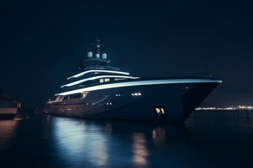 Fototapeta na wymiar Yacht sea night. Generate Ai