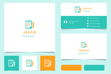 Sketch logo design with editable slogan. Branding book and business card template.