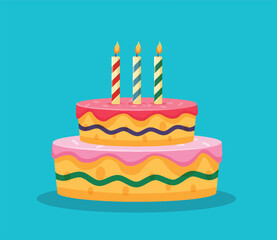 Birthday cake isolated vector illustration	
