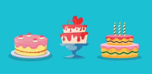 Birthday cake isolated vector illustration	

