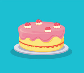 Birthday cake isolated vector illustration	
