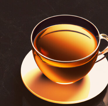 cup of tea on black - cup of tea background - Generative AI