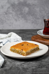 Pistachio kadayif. Kadayif dessert on dark background. Turkish cuisine delicacies