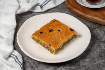 Pistachio kadayif. Kadayif dessert on dark background. Turkish cuisine delicacies