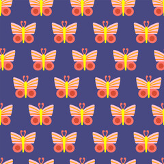 Seamless butterfly pattern. Hand drawn vector illustration. Abstract shapes and doodles. Modern graphic design.