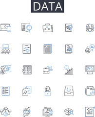 Data line icons collection. Information, Facts, Figures, Stats, Records, Details, intelligence vector and linear illustration. Insights,knowledge,input outline signs set