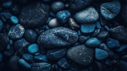 Blue stone background. Toned rock texture. Close-up. Dark blue grunge background with copy space for your design